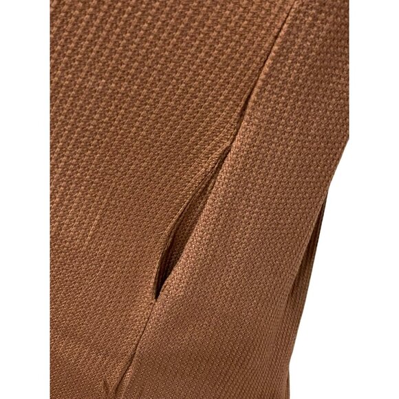 New L&B Womens Waffle Knit Brown Long Sleeve Button Down Shirt Dress Size Large - Picture 8 of 9